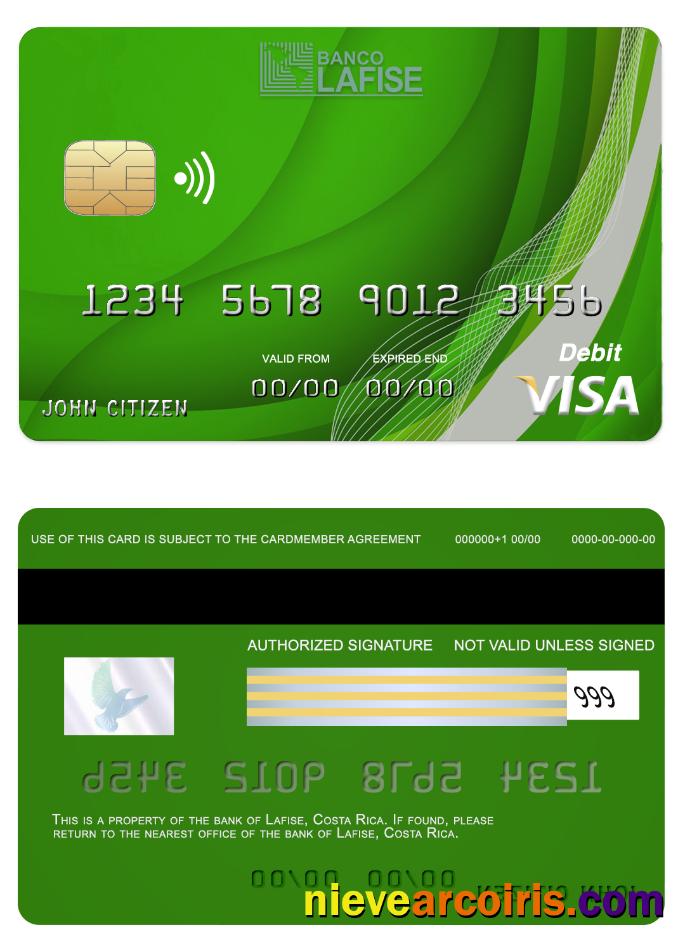 Costa Rica lafise bank visa card